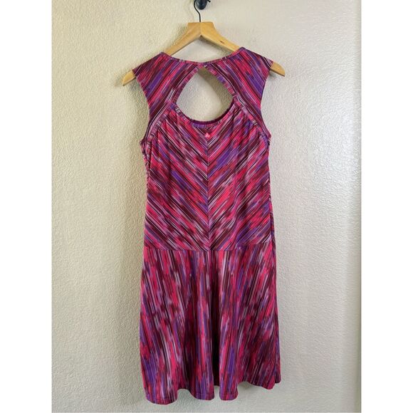 Prana Athletic Sport Tank Dress Womens Small Purple Spacedye Calico Built In Bra - Picture 6 of 11